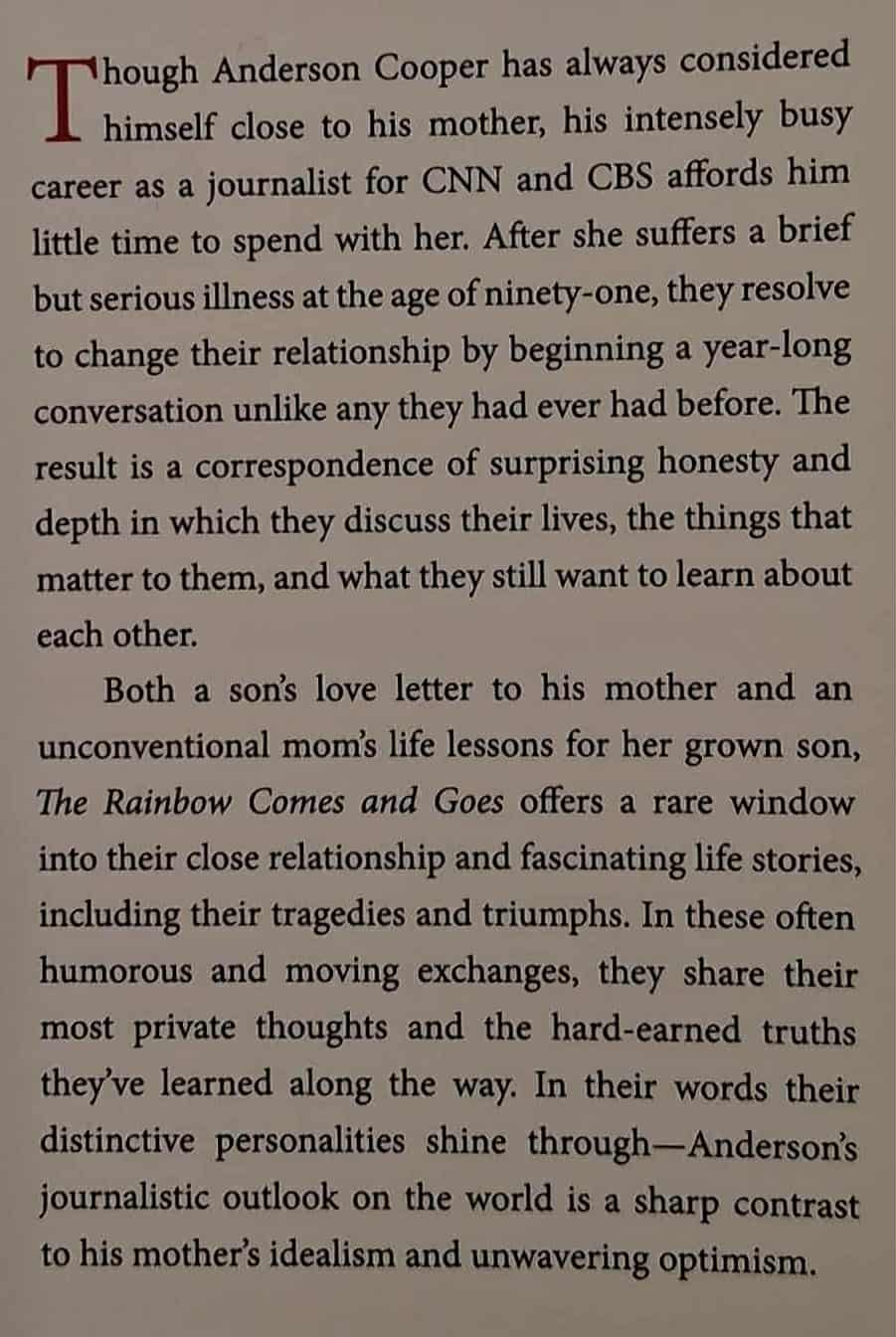 THE RAINBOW COMES AND GOES - Anderson Cooper, Gloria Vanderbilt - Image 3