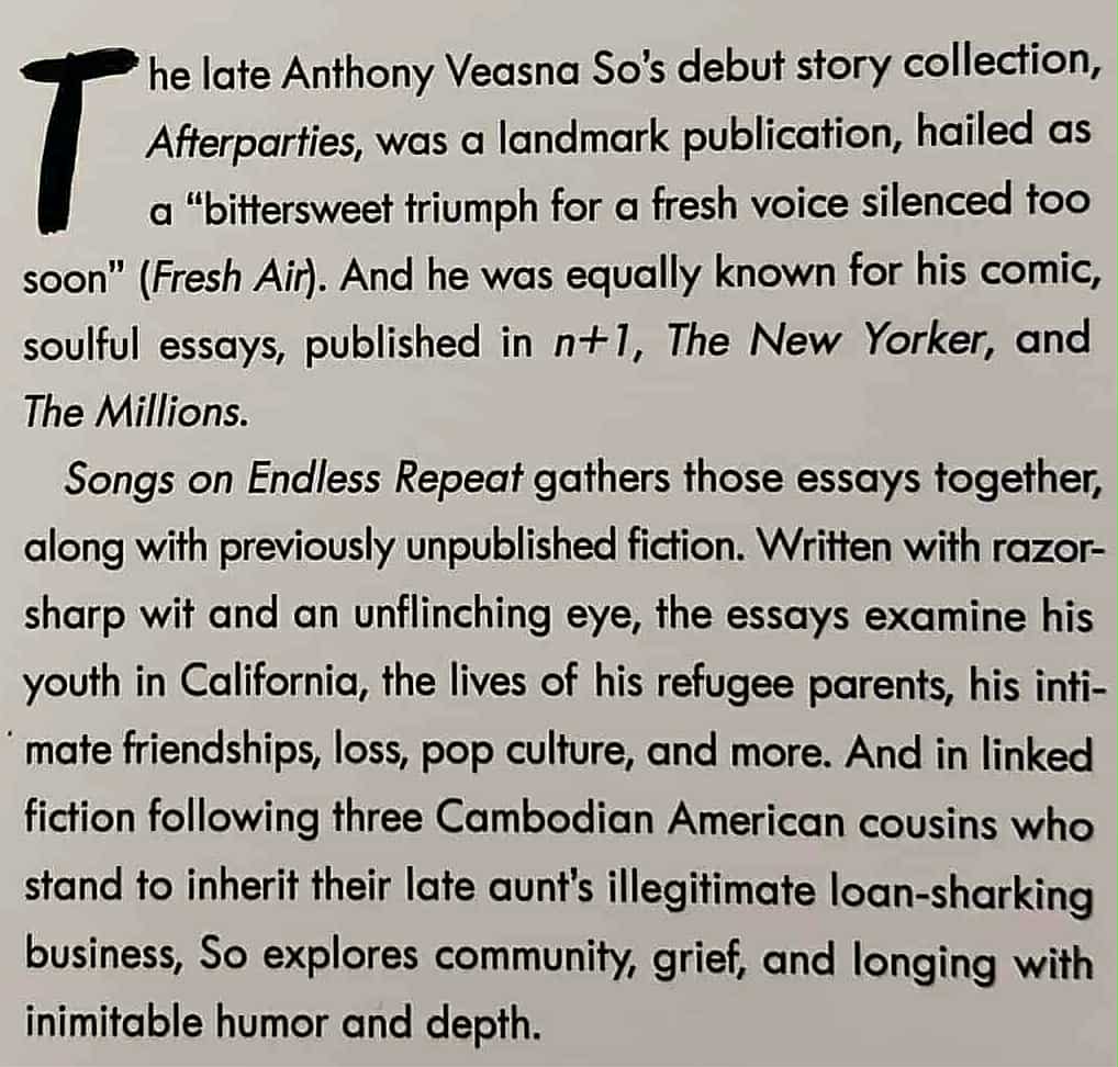 SONGS ON ENDLESS REPEAT - Anthony Veasna So, Jonathan Dee - Image 3